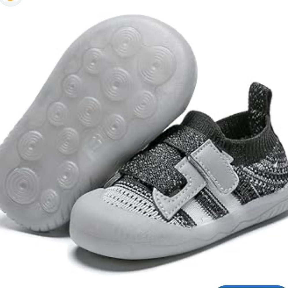 Adidas Baby Walker Shoes Black and White Knit Fabric